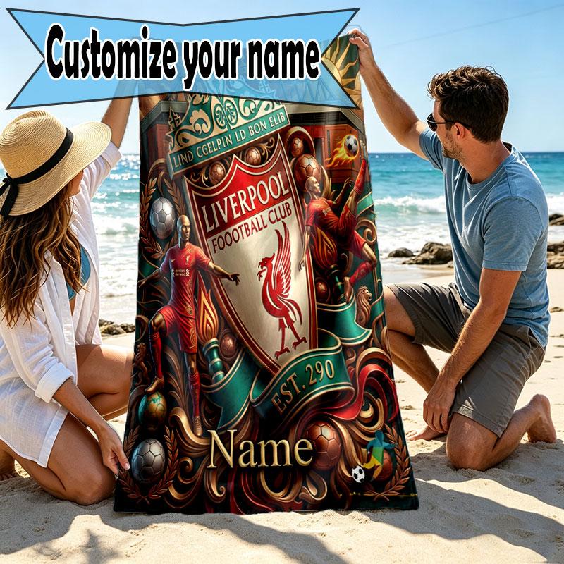 Custom Name Personalized LFC Print Beach Towel, for Trip Camping Beach Party Home Decor, Birthday Gift for Family & Friends