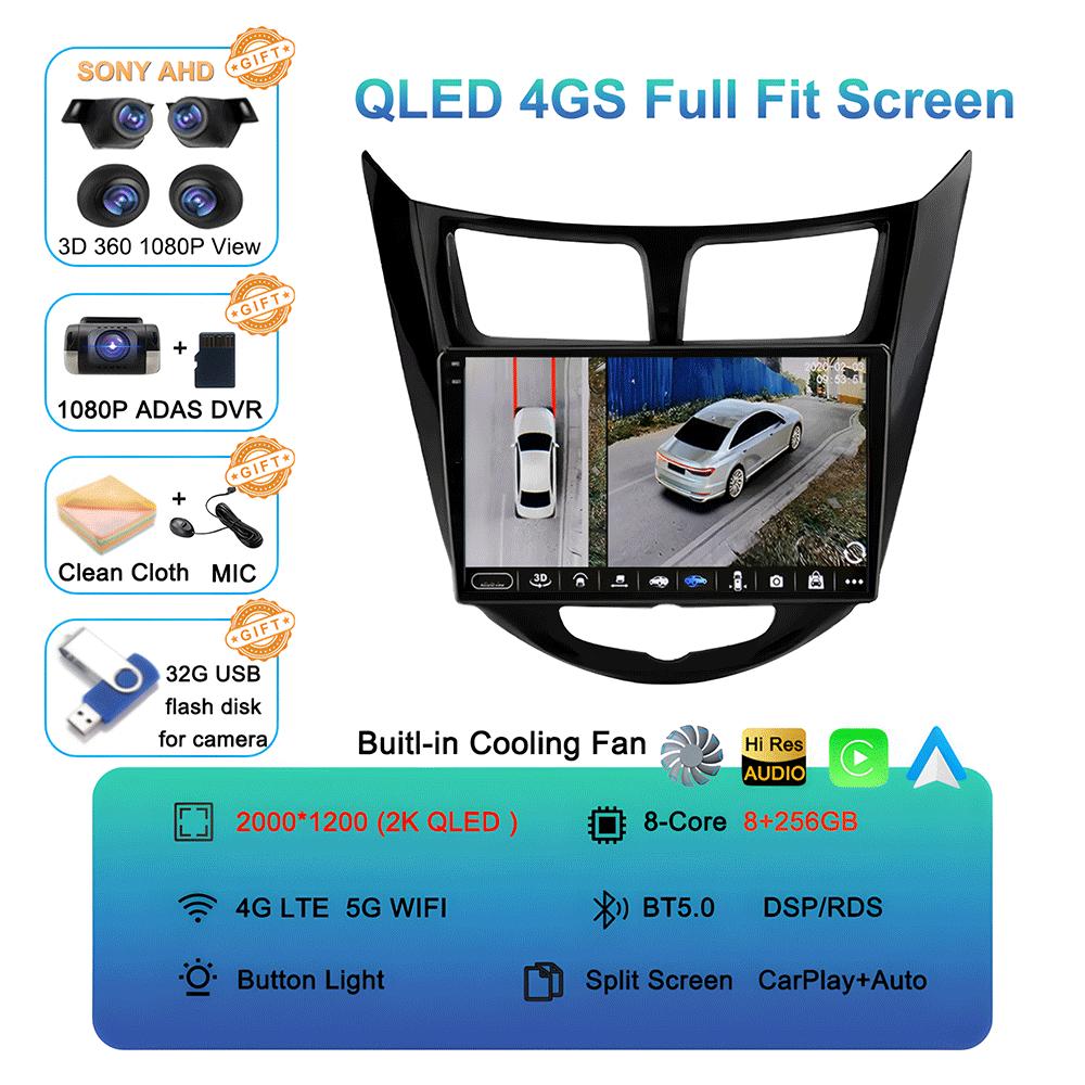 Android 14 Car Radio for Hyundai Solaris Verna Accent 1 2010 - 2016 Multimedia Video Player 2 Din DVD Head Unit Carplay GPS FM