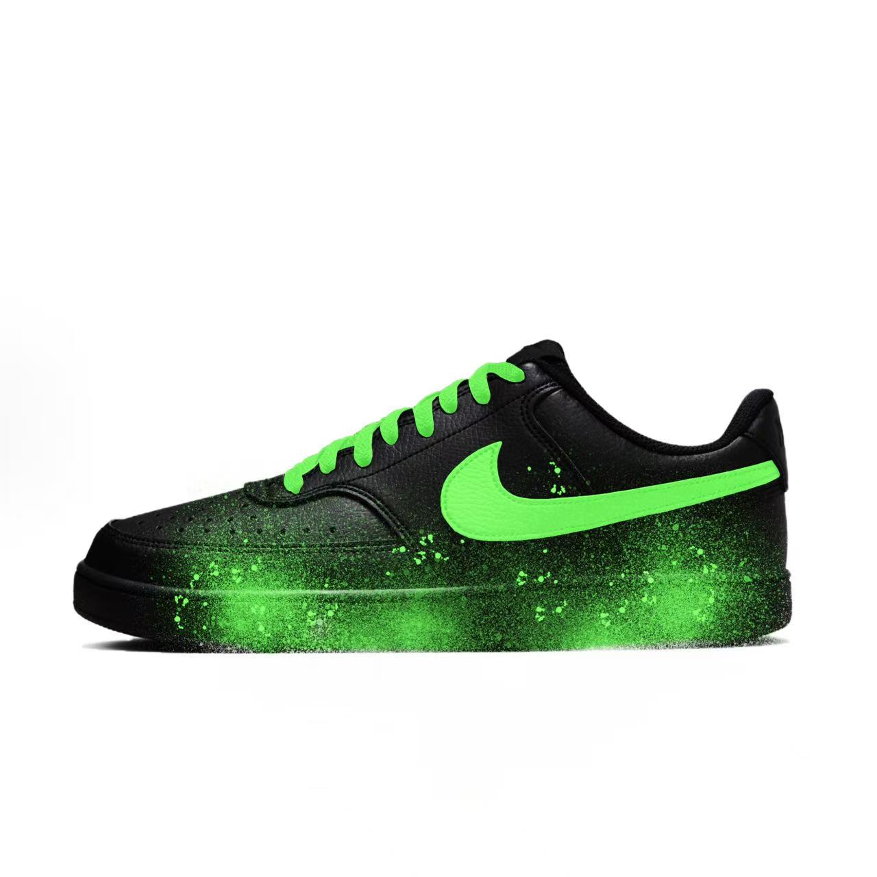 

Nike Court Vision Flower Branch Custom, Night Flame Poison Blade Low top Skateboard Shoes Unisex Black Green DH2987-002(Team1642-) 44