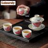 40ml Chinese Arowana Teacup Home Ceramic Master Cup Retro Tea Set Accessories Portable Beauty Meditation Cup Turkish Tea Cups