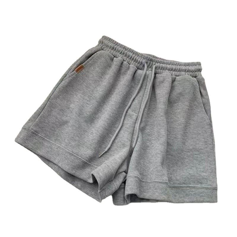 

Повседневные спортивные шорты женские с высокой талией, утягивающие, свободные, широкие брюки пятого размера XXL серый