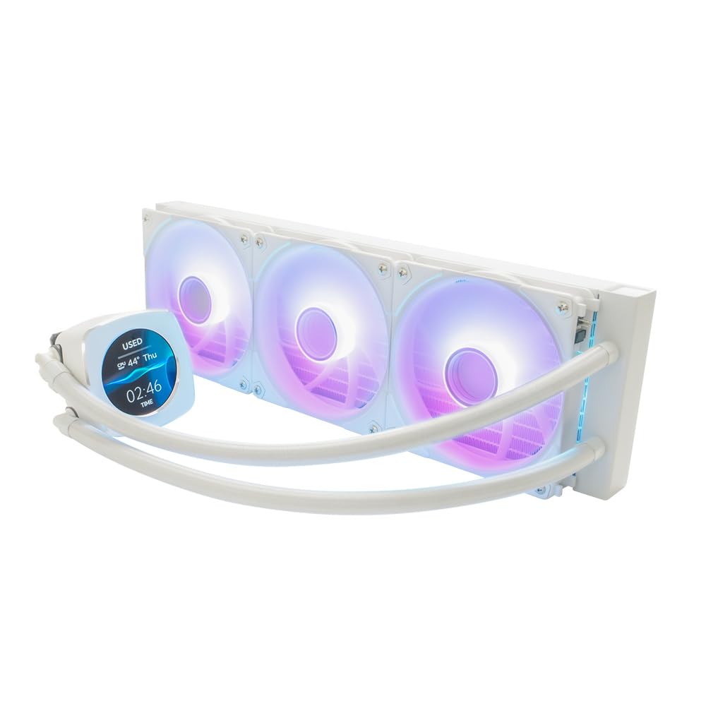 

Owltech Water-Cooled CPU Cooler with Full-Color LCD and Three 120mm ARGB Fans (OWL-LCS360ARGBL-WH)