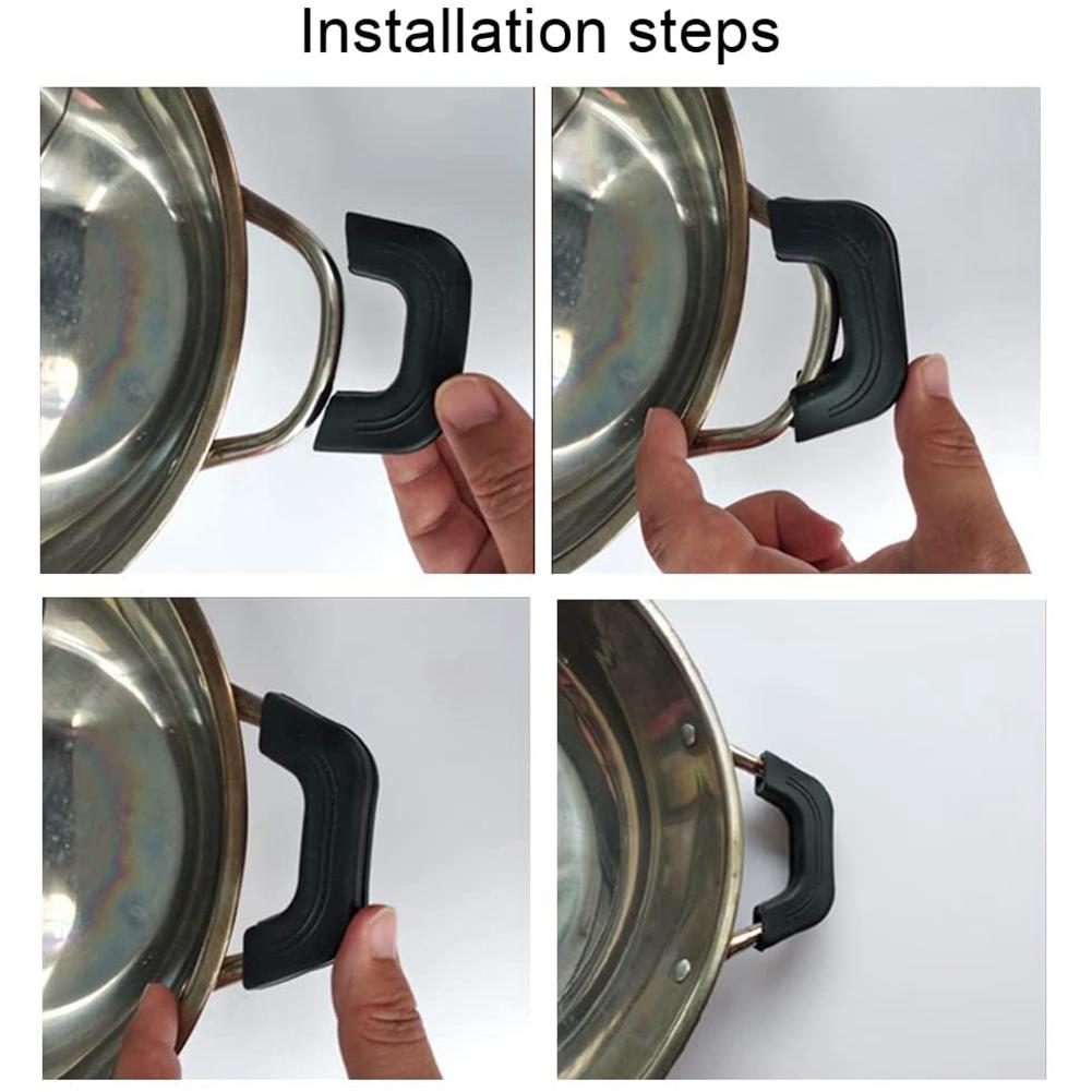 Good-Silicone Pot Handles Handle Holder Finger Protect Pot Holder Heat Resistant Silicone Clamp Handle Cover For Frying Pans
