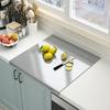 Dough Kneading Cutting Board Stainless Steel for Kitchen Non-Slip Pastry Food-grade with 90-degree L-Shaped Edge Large Countertop Mat Bread