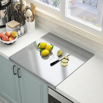 Dough Kneading Cutting Board Stainless Steel for Kitchen Non-Slip Pastry Food-grade with 90-degree L-Shaped Edge Large Countertop Mat Bread