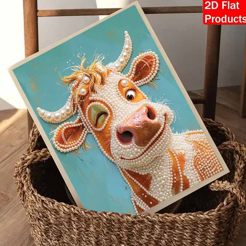 Pearl painting kit DIY cute cow portrait home decoration painting