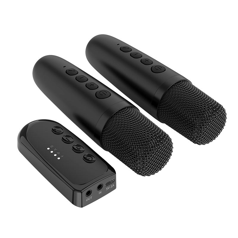 

VAORLO Караоке Бездротовий мікрофон Спів вдома Низька затримка Передача Підтримка кількох режимів звуку Для сімей Гра Жива розмова With 2 Mic чорний