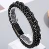 Men's Double Layer Chain Bracelet for Men Vacuum Plated Black Gold Color Stainless Steel Chain Custom Engraved Birthday Gifts