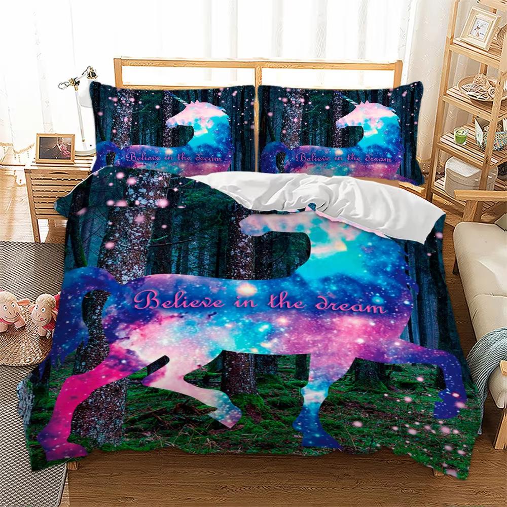 Unicorn Down Comforter Set Bedding Set 3-piece Duvet Cover Set