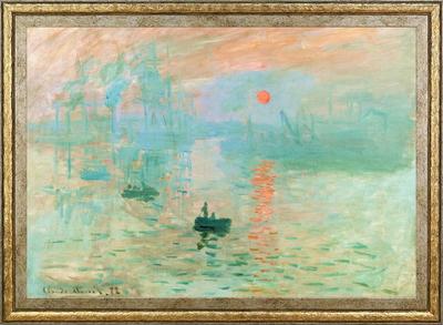 Claude Monet A4 Wandkunst Goldener Rahmen (Impression Sonnenaufgang) Poster, Größe, Tischplatte, Hängend, Innenraum, Tapete, Gemälde, Poster,