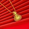 Vintage Gold-Plated Brass Filigree Money Bag Pendant Necklace