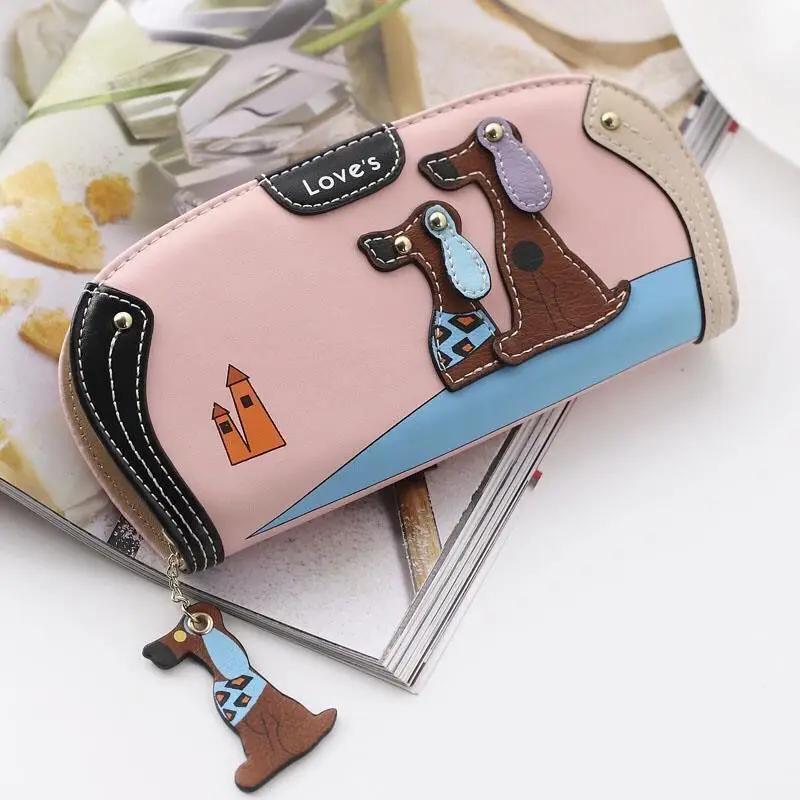 Long Zipper Ladies Wallet Cartoon Dog Handbag Fresh Korean Style Multi-Function Coin Purse Money Clip Card Bag