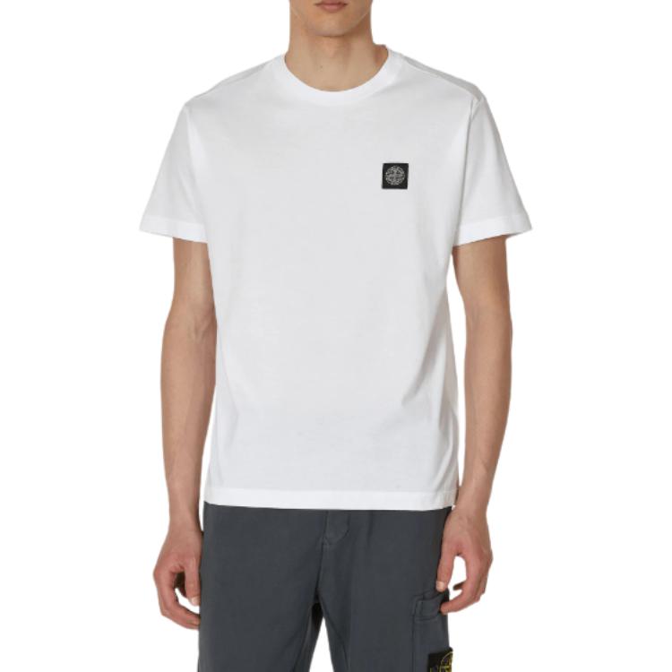 Stone Island Garment Dyed Logo T-Shirt White Men Tops 791524113-A0001