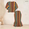 Women Plus Size Printed Round Neck Ruffle Sleeve Ruffle Hem Top Fishtail Skirt Two Piece Set