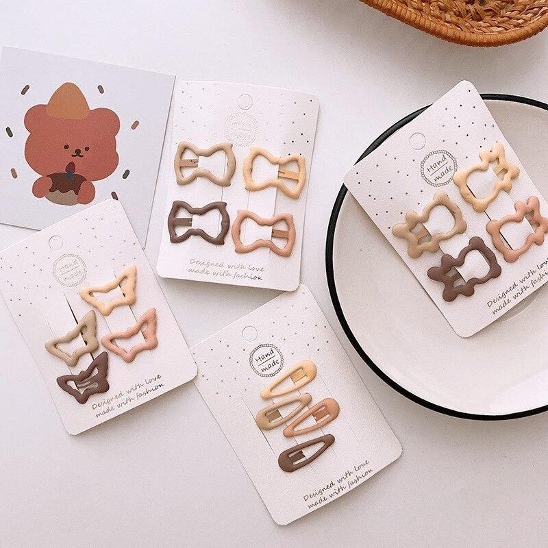 4 sztuk/worek nowy beżowy Barrettes dla dzieci dziewczyna moda piękny herbata mleczna kolor spinka do włosów dla dzieci dziewczyna prezent akcesoria do włosów