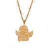 Cherub Angel Pendant Necklace for Women Men Gold Color Stainless Steel Jewelry Gift
