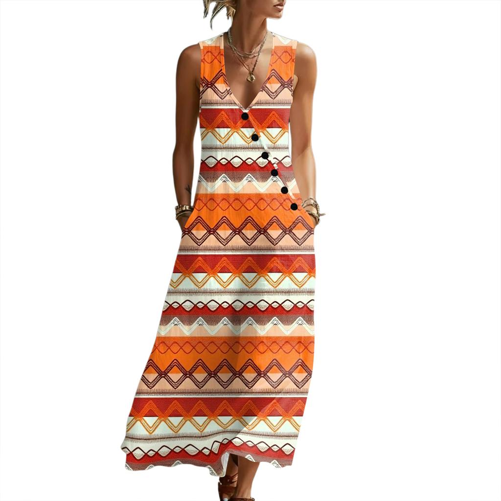 Sommerkleider für Damen, fließendes, lässiges Midikleid, Strandkleid mit Taschen