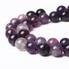 Violet Fluorite Crystal Natural Stone Beads 15"Strand Smooth Round Loose Spacer Beads 4/6/8/10/12mm for Jewelry Making DIY Bracelets Accessories
