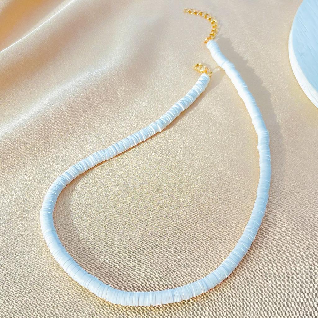 Bohemian men's necklace niche design personalized color splicing soft pottery disc clavicle chain women