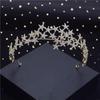 Fashion Baroque Metal Stars Rhinestone Crown Tiaras for Bride Headdress Queen Prom Bridal Diadem Wedding Hair Jewelry Girls