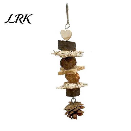 Natural Bird Chew Toys Parrot Toy, Pine Cone Wooden Blocks Dried Fruit Toy Enrichment Cage Accessories for Small Medium Parrots Foraging Biting