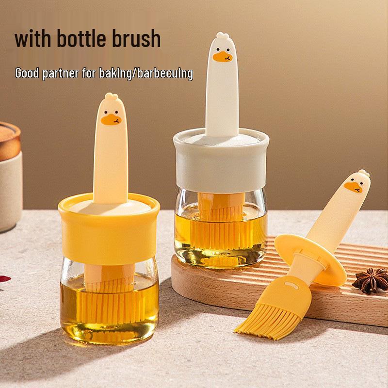Silicone Oil Brush with High-Temperature Resistant Glass Bottle for Kitchen and BBQ.