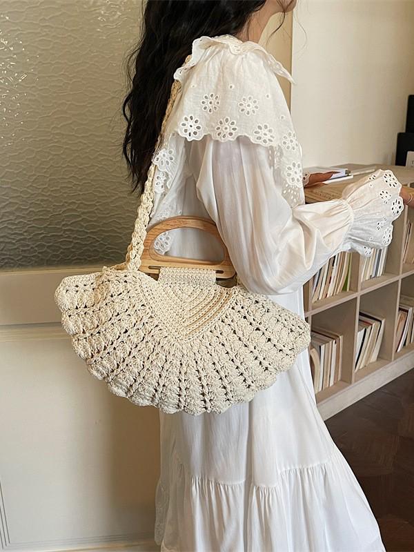 Women's Casual Loose-Fit Hollow Straw Woven Shoulder Handbag, 2026 New Vegetable Basket Design