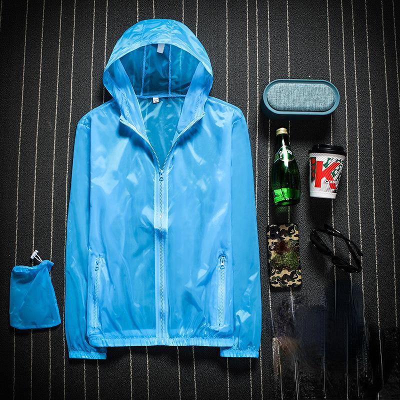 Abbigliamento estivo con protezione solare da uomo, tinta unita, ultrasottile, traspirante, ad asciugatura rapida, impermeabile, con cappuccio, da uomo