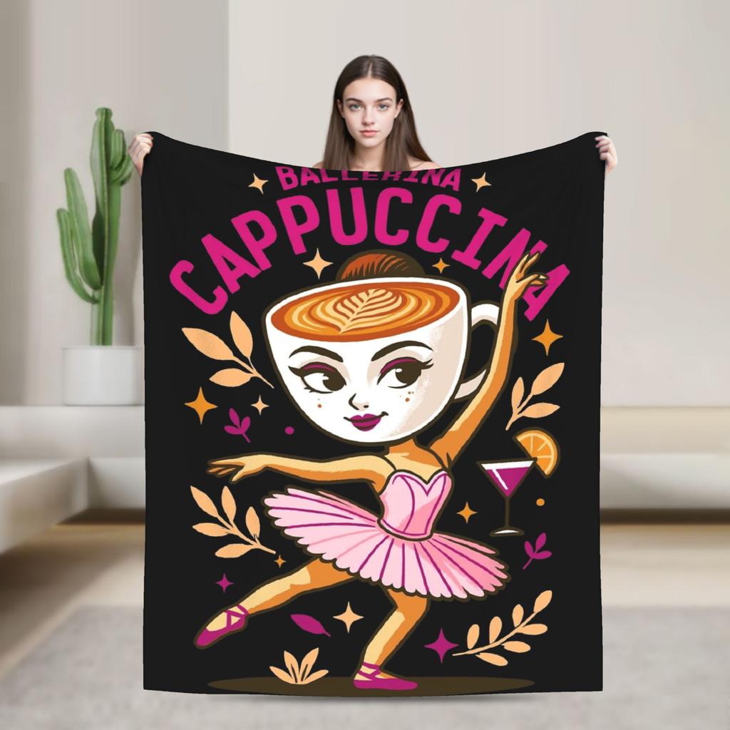 Italian Brainrot Animals Blanket Cappuccino Assassino Fleece Awesome Soft Throw Blankets for Home Winter