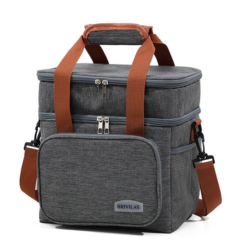 Large Capacity Lunch Box Double Layer Lunch Bag Meal Pouch Food Insulated Cooler Ice Bag