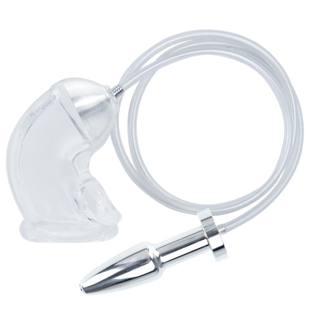 Men's Urethral Chastity Band Enema Toy Restrains Penis Cover Sleeve Anal Plug SM Tool Dick Lock Cock Cage Adult Sex Toy for Male