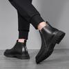 Fashion men casual chelsea boots black stylish platform shoes business office dress cowboy ankle boot genuine leather short botas hombre