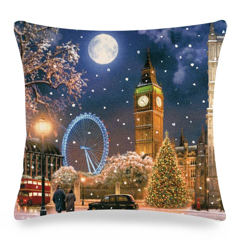 The cartoon Santa Claus is giving out gifts Digital printing short plush pillow covers for sofa office cushion cover home goods