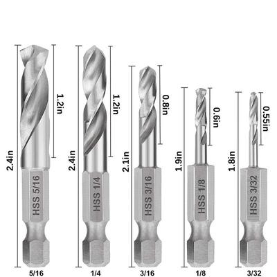 Compact For Stubby Drill Bit Set with 14 Inch Hex Shank for Tight Spaces