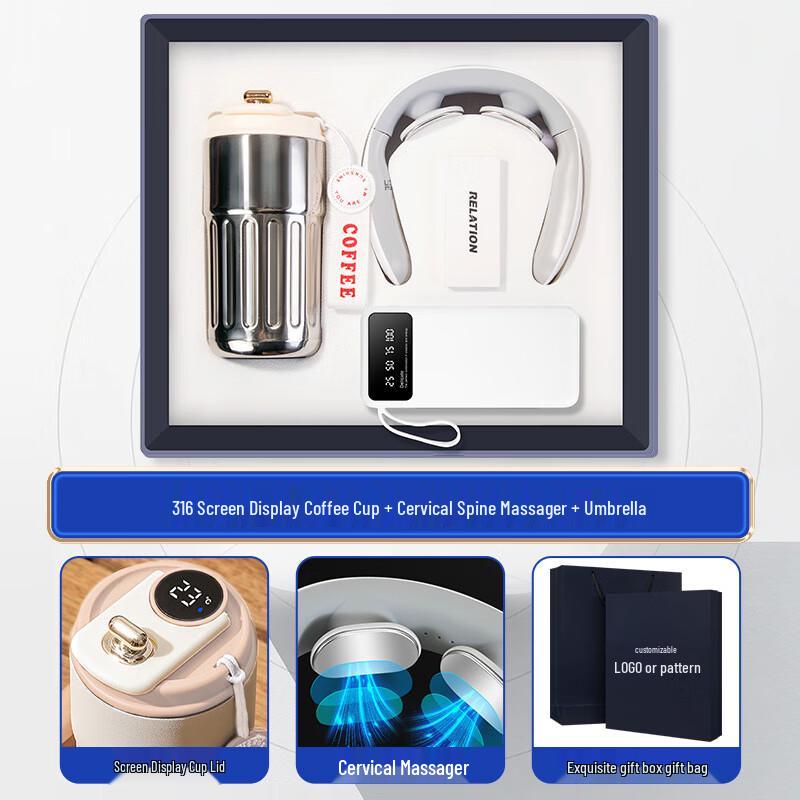 Smart Global 3-in-1 Digital 316 Stainless Steel Coffee Cup & Wellness Tech Set