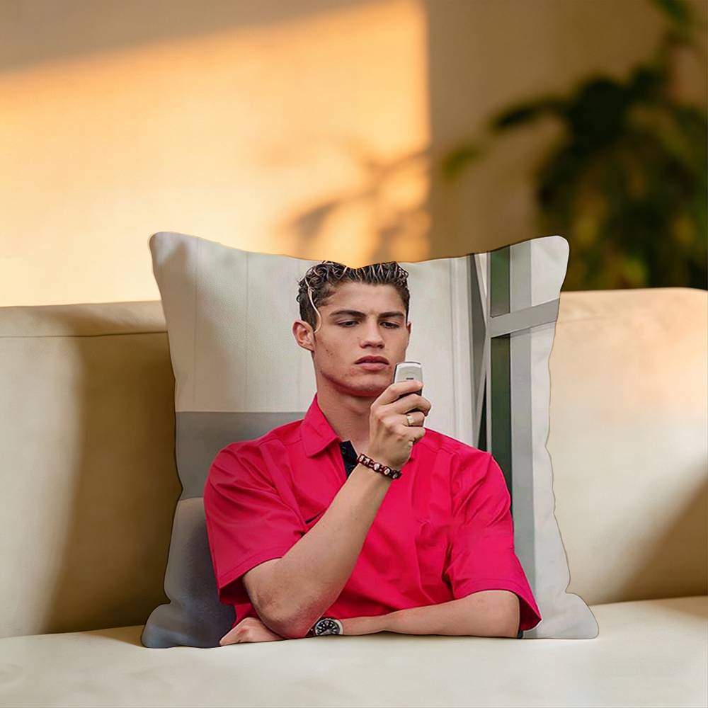 Football Star Ronaldo Square DoubleSided printed Pillow Case Bedroom Bedside Pillow Sofa Cushion Cover