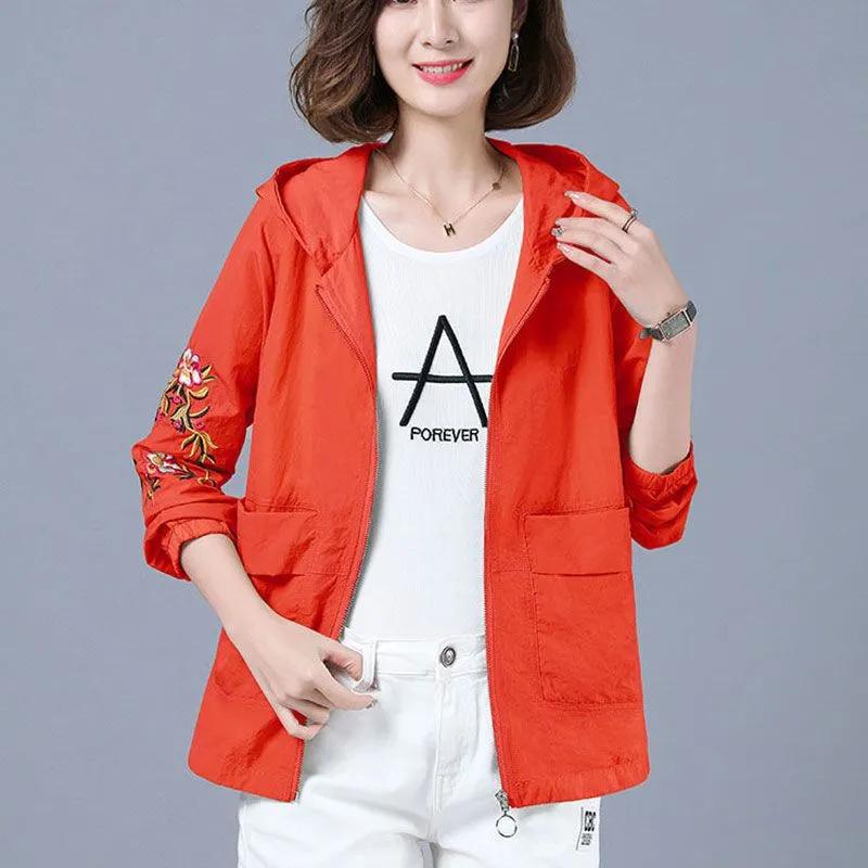 Women's Sun Protection Thin Coat Waterproof Clothing Windbreaker Hooded Casual Jacket