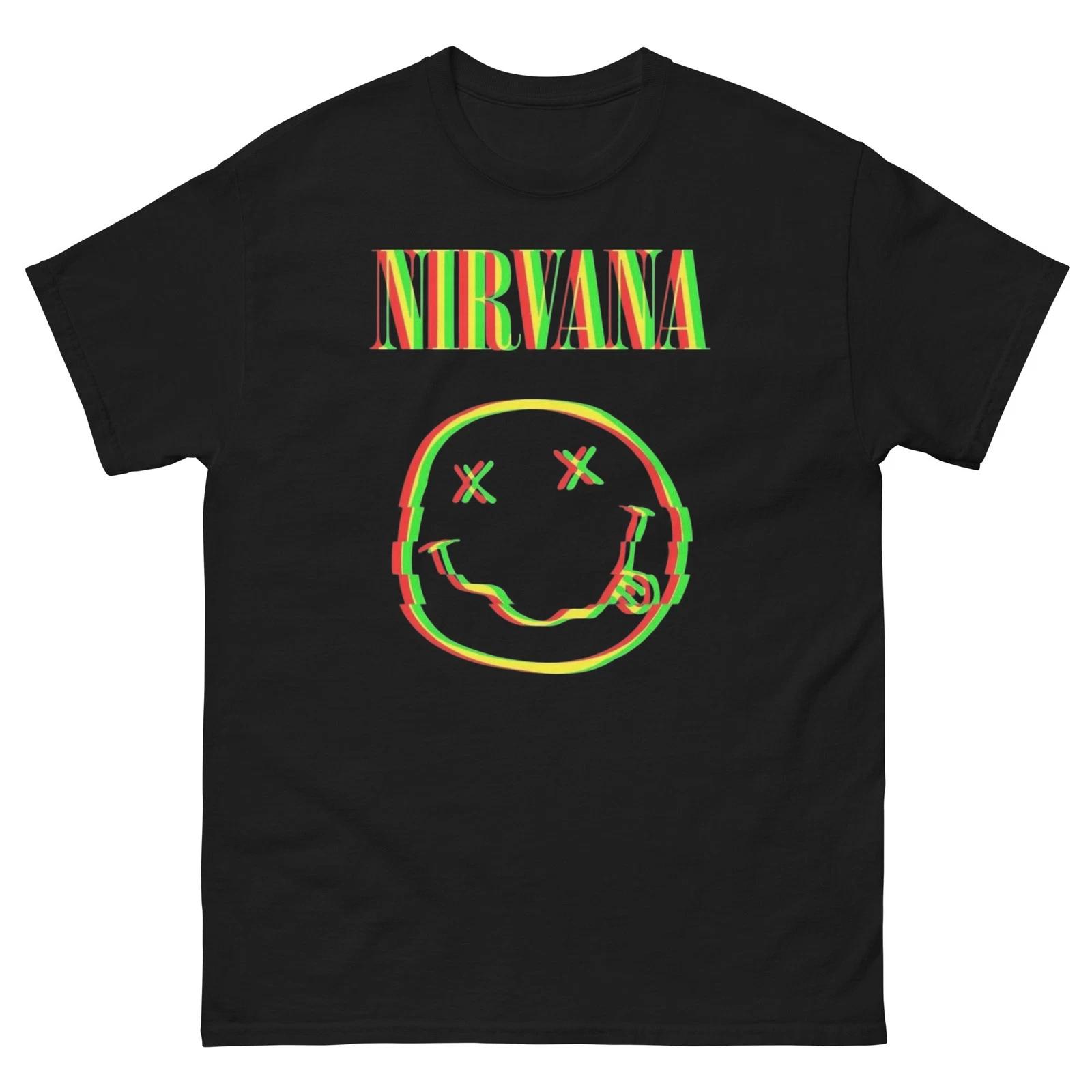 Футболка Nirvana Smiley Винтажная гранж-футболка Y2K Графическая рок-футболка Потертая L