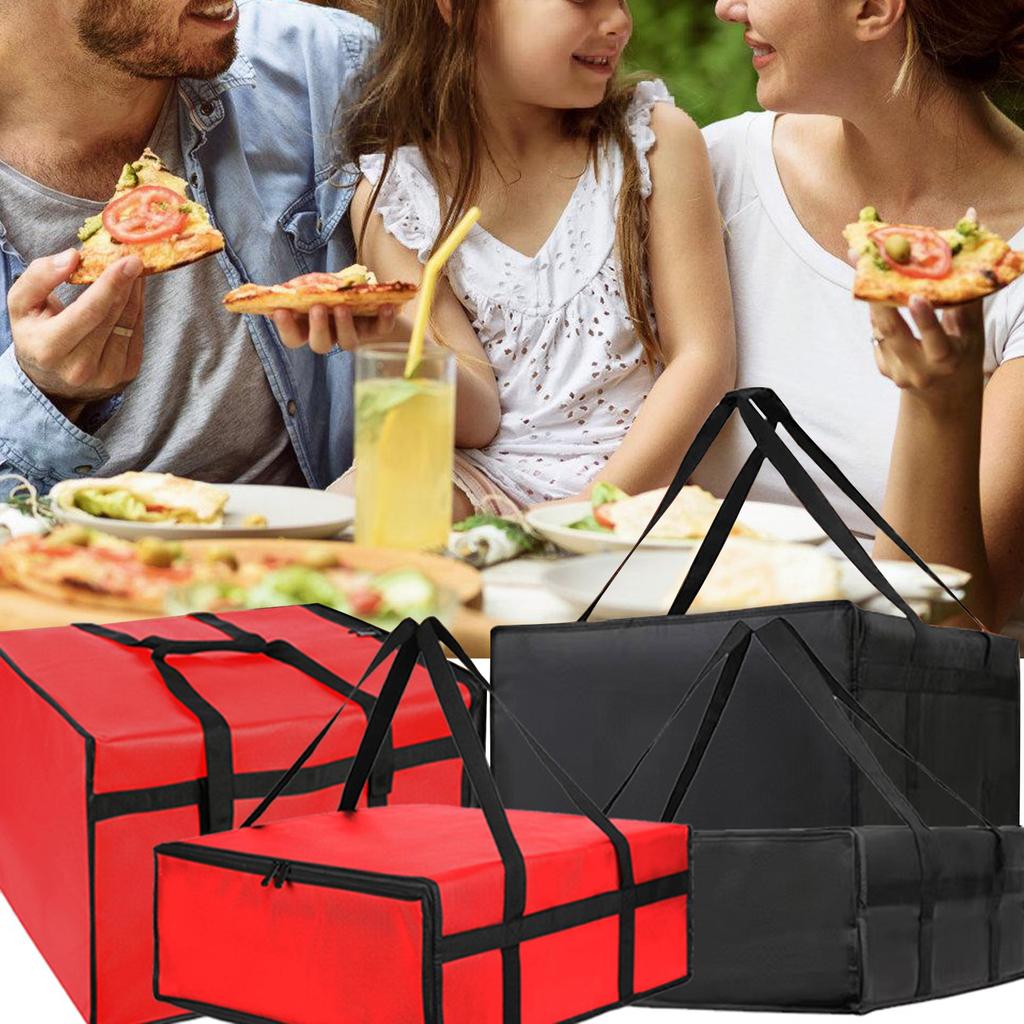 Insulated Bag with Handle Waterproof Nonwoven Fabric Pizza Delivery Bag Portable Food Warmer for Outdoor Picnics