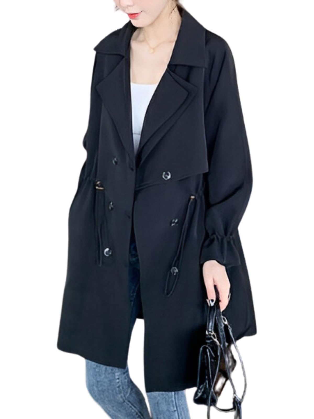 One Ambu Long Trench Spring Trench Plus Black Size XL Women s Coat, Coat, Outerwear, Jacket, Coat, Spring, Size, Lining, чёрный