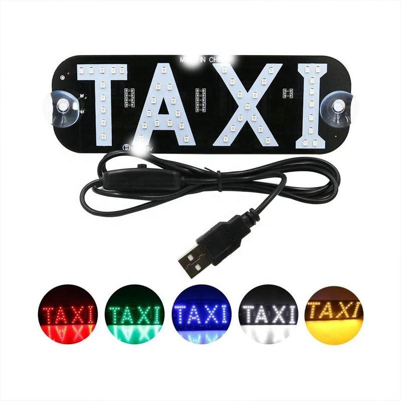 LED TAXI Vacant Sign Light, Windscreen Cab Indicator Lamp, Dual Power Supply USB / 12V Cigarette Lighter Plug Taxi Empty Car Light TAXI белый