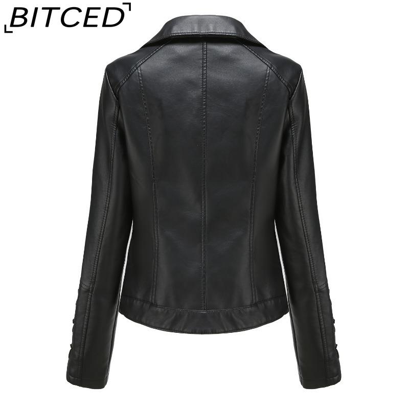 BITCED Fashion Knitted Leather Jacket for Women with Straps Trendy Clothing Casual Jacket