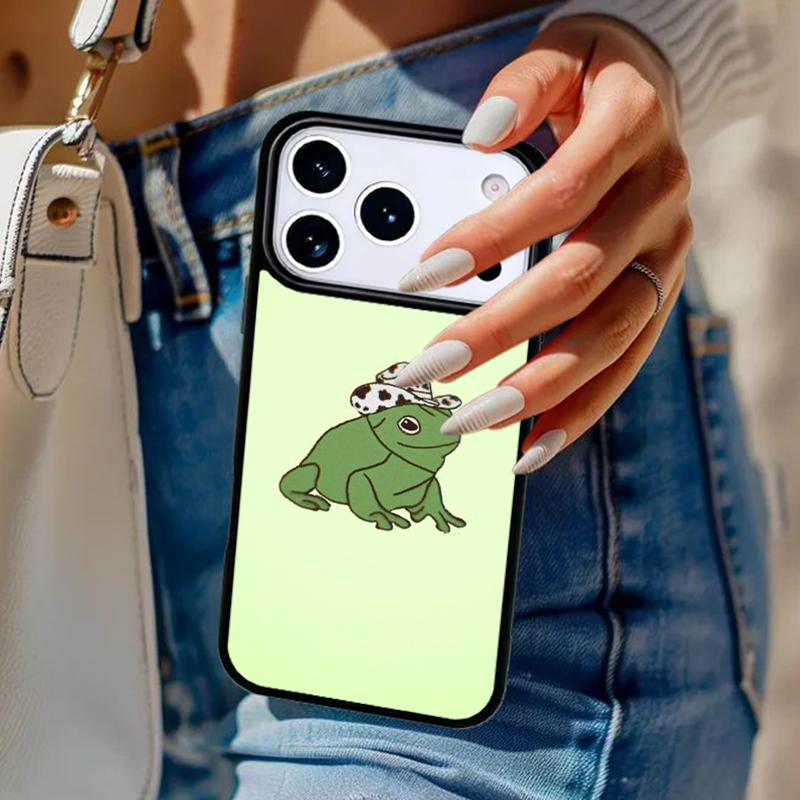 Cartoon Frog Phone Case For iPhone 17 Air 14 15 13 12 Max Cover For Apple 14 15 16 16e 11 Pro Max Plus Coque