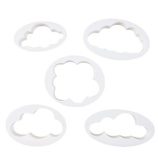 5Pcs Cloud Shape Plunger Cutter Fondant Mold Sugarcraf-t Cake Decorating Tools