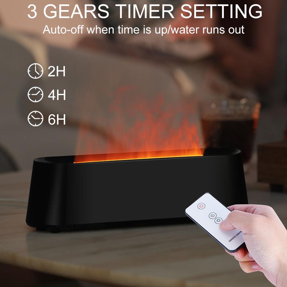Aroma zvlhčovač vzduchu Barevný plamen Vůně Difuzér 250ML Esenciální olej Difuzér USB Zvlhčovač vzduchu Difuzéry s dálkovým ovládáním