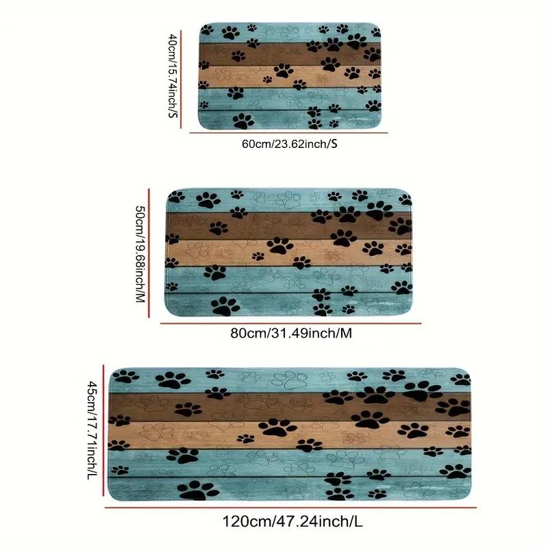 Dog's Claw Print Flannel Floor Mat Non-Slip Indoor-Outdoor Entrance Welcome Mat Home Decor Laundry Kitchen Strip Carpet