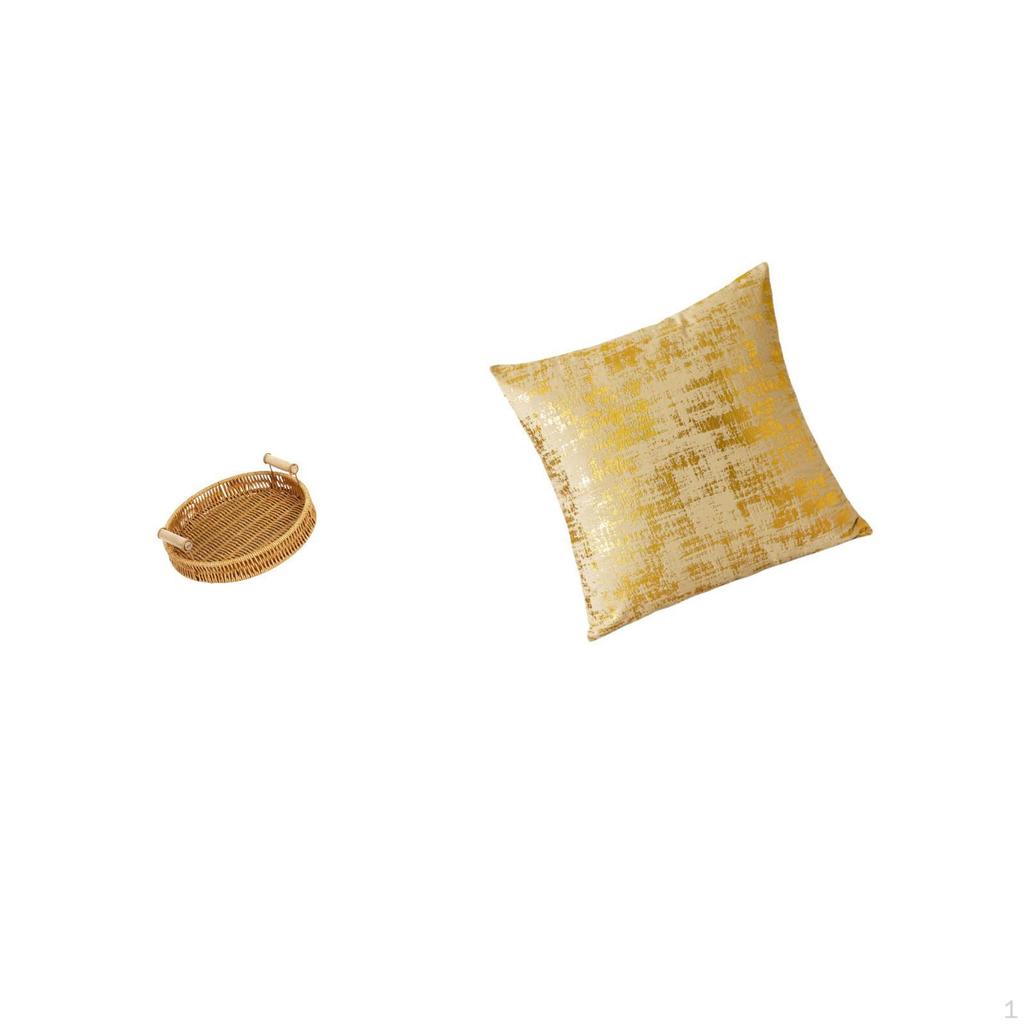 Elegant Woven Fruit Basket Snack Bowl And Decorative Throw Pillow Cover for Home Office Living Room