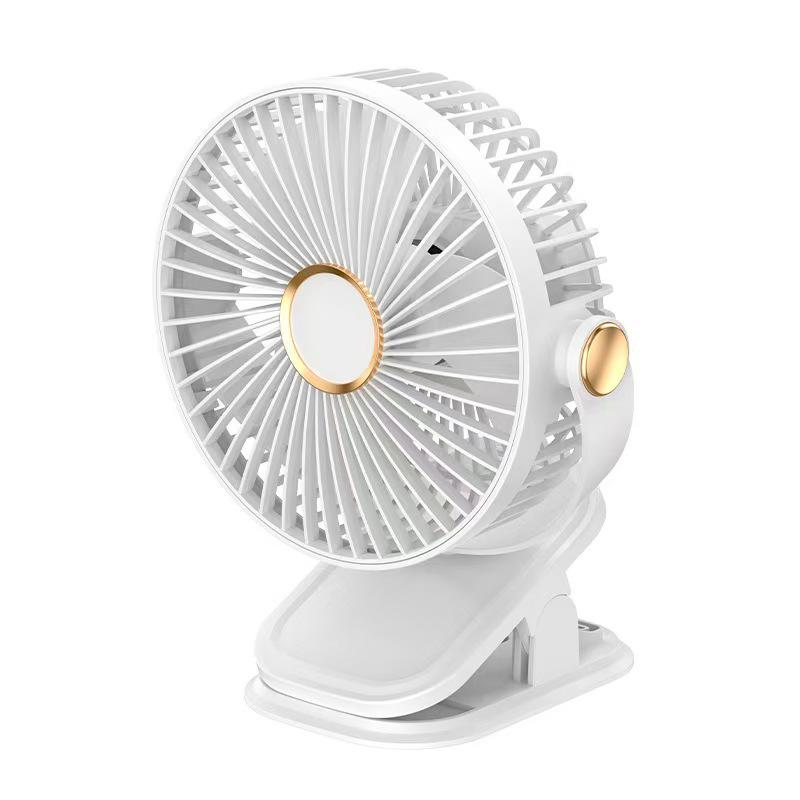 USB Rechargeable Clip-on Silent Fan for Office, Dorm, Bedside, and Stroller Use.