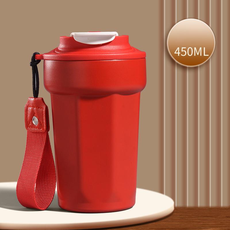 

316 Stainless Steel Vacuum Coffee Tumbler, Insulated Coffee Cup Double-Wall Thermal Mug For Home Office Travel 450ml червоний