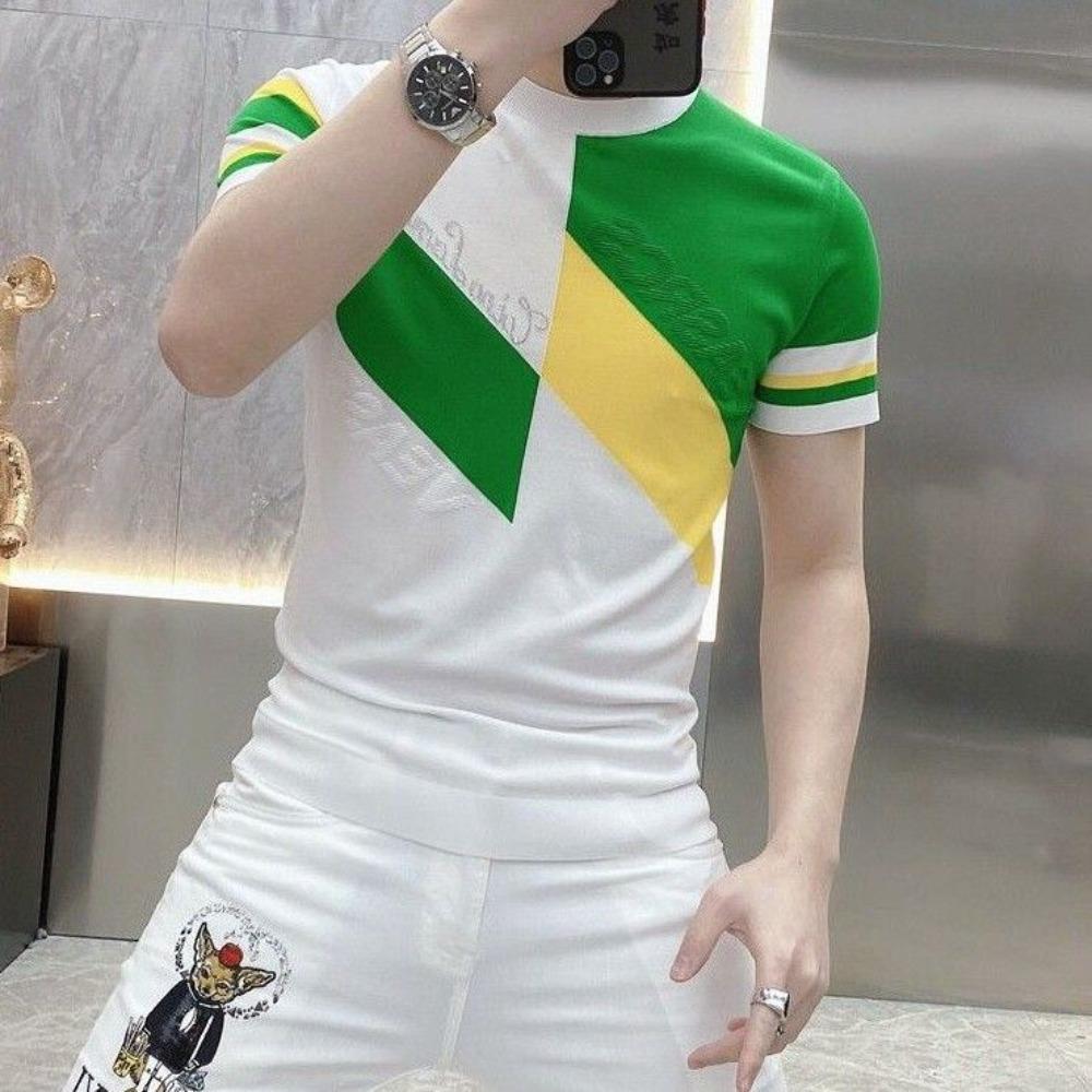 Fashionable Slim Short-sleeved for Men with Round Neck Versatile Casual T-shirt for Men